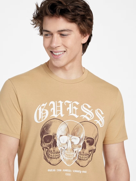 Мужская футболка Guess с принтом 1159814053 (Бежевый, XXL)