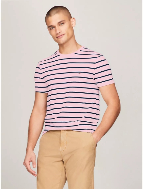 Футболка мужская Tommy Hilfiger в полоску 1159814195 (Розовый, M)