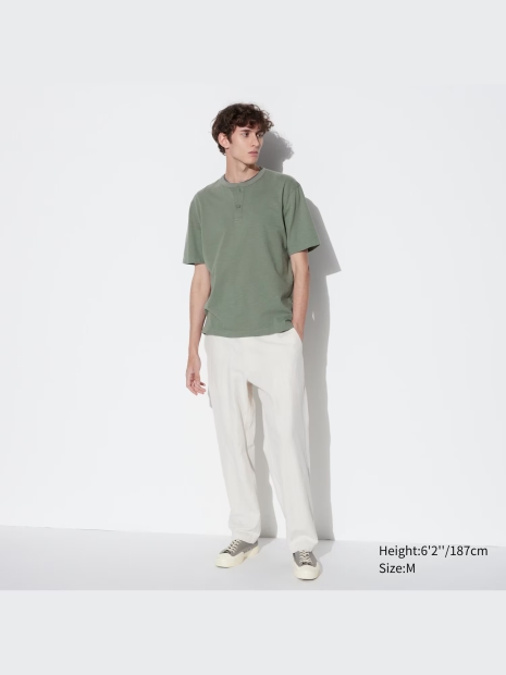 Футболка з коміром-хенлі Uniqlo 1159816673  (Зелений XXL)