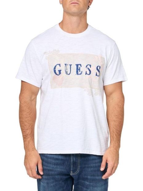 Мужская футболка Guess с вышивкой 1159824132 (Белый L)