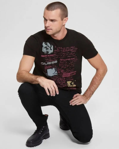 Чоловічі футболки Guess з малюнком 1159830727 (Чорний XL)