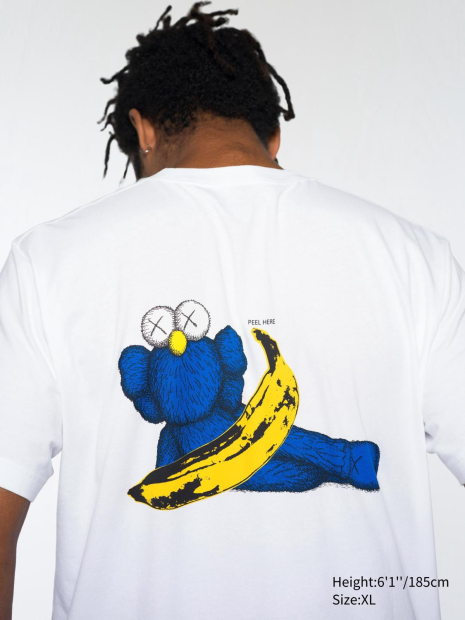 Футболка KAWS + Warhol UNIQLO с принтом сзади 1159831709 (Белый XXL)