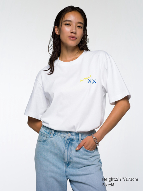 Футболка KAWS + Warhol UNIQLO с принтом сзади 1159831709 (Белый XXL)
