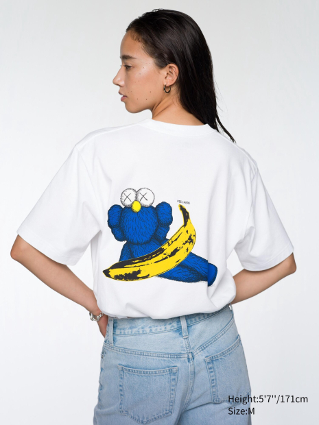 Футболка KAWS + Warhol UNIQLO с принтом сзади 1159831709 (Белый XXL)