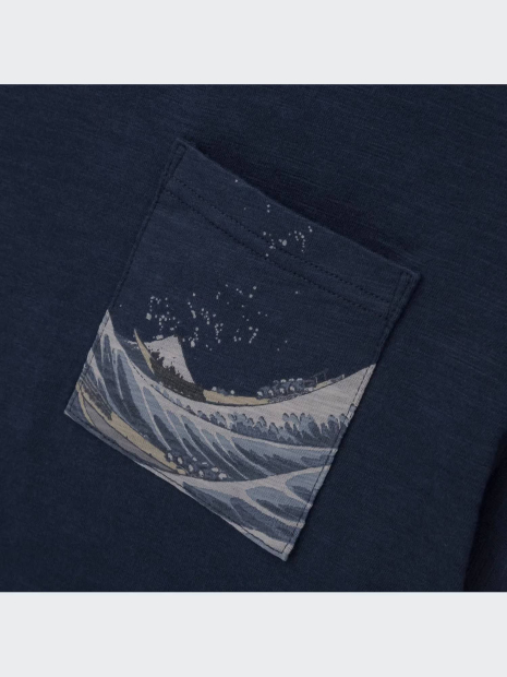Футболка UNIQLO с принтом Ukiyo-e 1159834142 (Синий L)