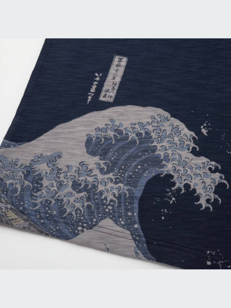 Футболка UNIQLO с принтом Ukiyo-e 1159834142 (Синий L)