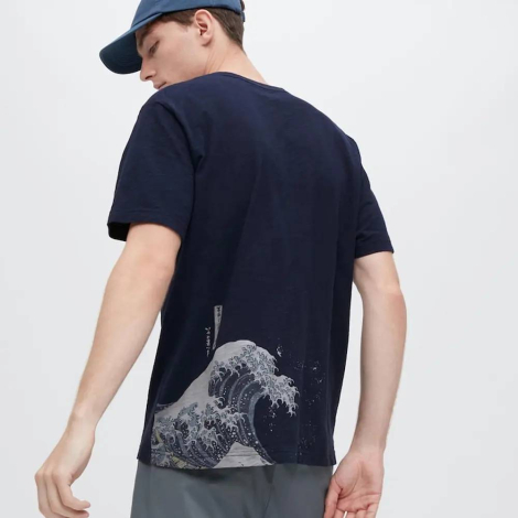 Футболка UNIQLO с принтом Ukiyo-e 1159834142 (Синий L)