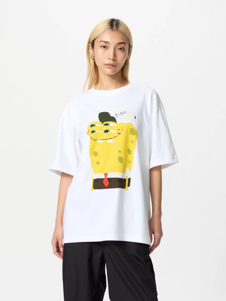 Футболка с принтом SpongeBob SquarePants UNIQLO 1159834478 (Белый XS)