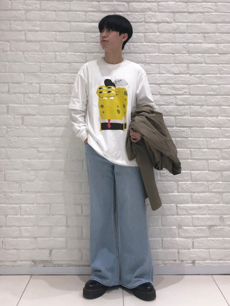 Футболка с принтом SpongeBob SquarePants UNIQLO 1159834478 (Белый XS)