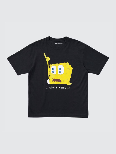 Футболка с принтом SpongeBob SquarePants UNIQLO 1159834482 (Черный XS)