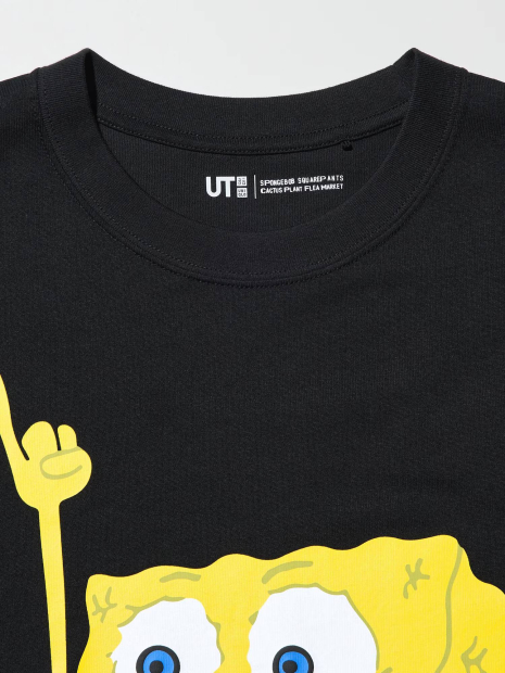 Футболка с принтом SpongeBob SquarePants UNIQLO 1159834482 (Черный XS)