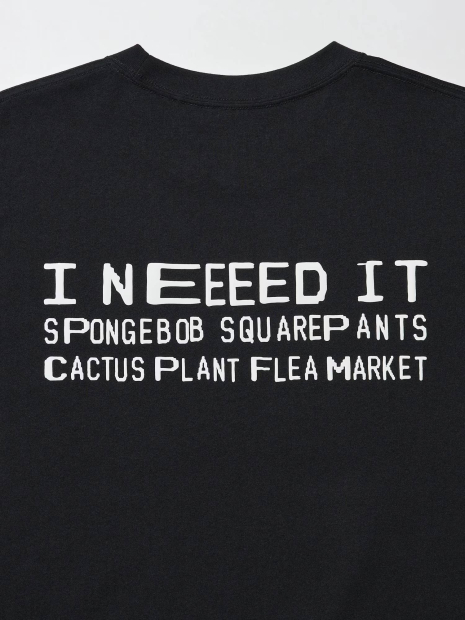 Футболка с принтом SpongeBob SquarePants UNIQLO 1159834482 (Черный XS)