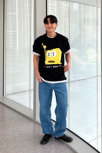 Футболка с принтом SpongeBob SquarePants UNIQLO 1159834482 (Черный XS)