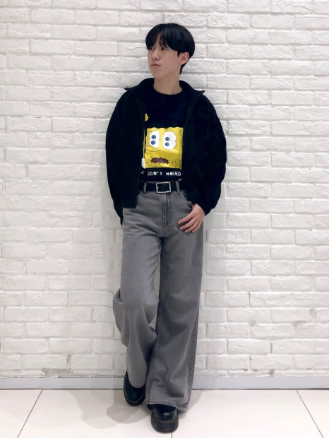 Футболка с принтом SpongeBob SquarePants UNIQLO 1159834482 (Черный XS)