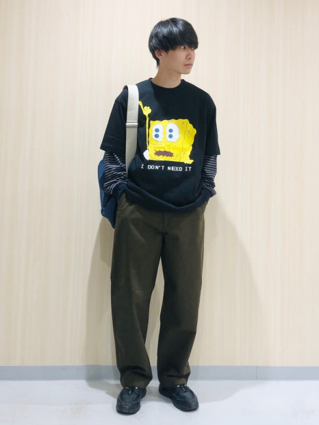 Футболка с принтом SpongeBob SquarePants UNIQLO 1159834482 (Черный XS)