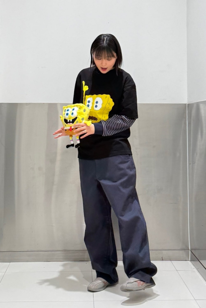 Футболка с принтом SpongeBob SquarePants UNIQLO 1159834482 (Черный XS)