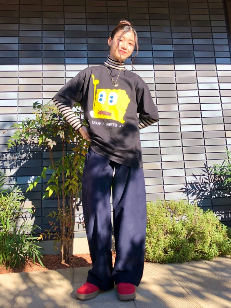 Футболка с принтом SpongeBob SquarePants UNIQLO 1159834482 (Черный XS)