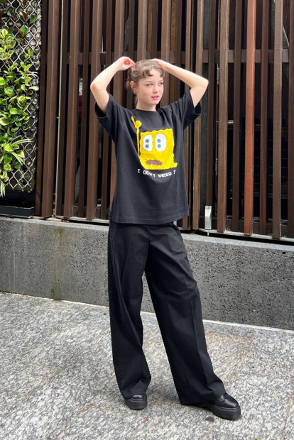 Футболка с принтом SpongeBob SquarePants UNIQLO 1159834482 (Черный XS)