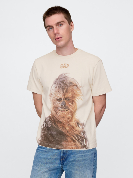 Мужская футболка GAP с принтом Star Wars 1159835453 (Бежевый S)