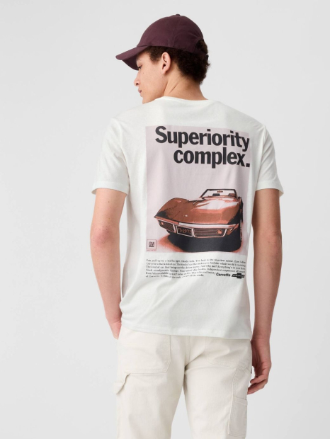 Мужская футболка GAP с принтом Chevrolet Corvette 1159836414 (Молочный M)