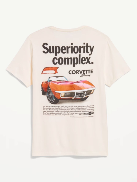 Мужская футболка GAP с принтом Chevrolet Corvette 1159836414 (Молочный M)