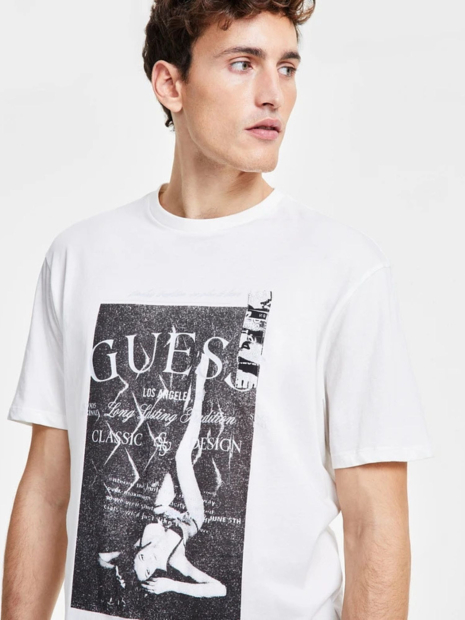 Чоловічі футболки Guess з принтом 1159837956 (Молочний M)
