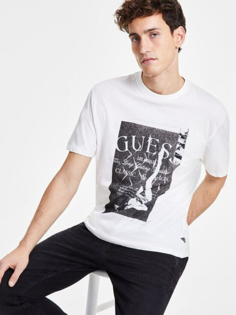 Чоловічі футболки Guess з принтом 1159837956 (Молочний M)