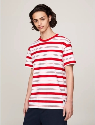 Футболка мужская Tommy Hilfiger в полоску 1159809307 (Белый/Красный, L)