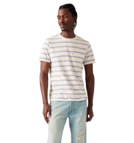Футболка мужская в полоску Levi's с нагрудным карманом 1159831085 (Белый XXL)