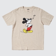 Футболка UNIQLO с рисунком Mickey Stands 1159792286 (Бежевый, XXL)