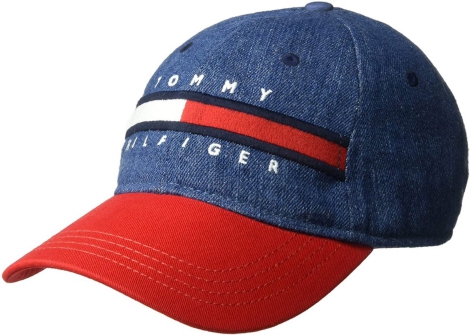 Джинсовая бейсболка Tommy Hilfiger кепка унисекс 1159760182 (Синий/Красный, One size)