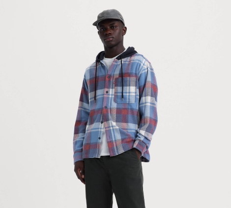 Мужская фланелевая куртка-рубашка Levi's с капюшоном 1159807708 (Разные цвета, L)