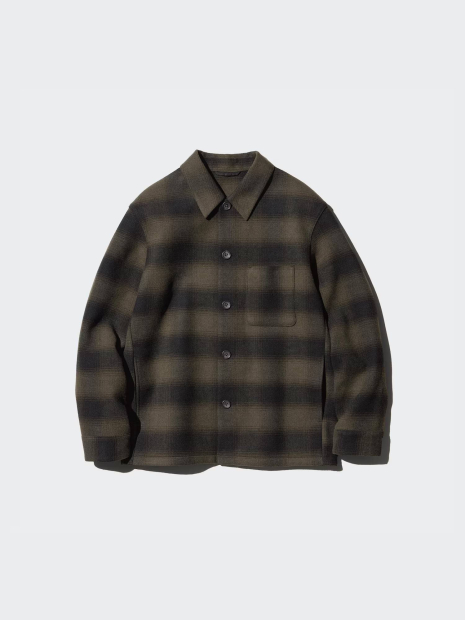 Куртка-рубашка в клетку UNIQLO на пуговицах 1159833048 (Коричневый M)