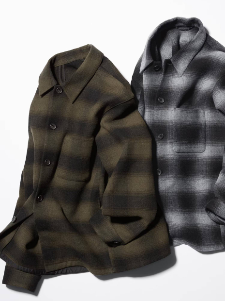 Куртка-рубашка в клетку UNIQLO на пуговицах 1159833048 (Коричневый M)