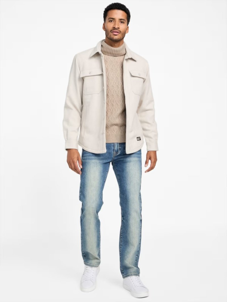 Мужская куртка-рубашка GUESS утепленная на меху 1159836350 (Бежевый XL)