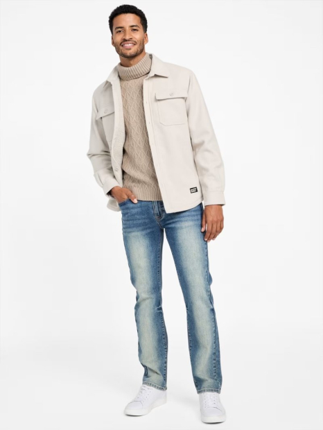 Мужская куртка-рубашка GUESS утепленная на меху 1159836350 (Бежевый XL)