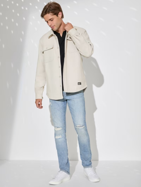 Мужская куртка-рубашка GUESS утепленная на меху 1159836350 (Бежевый XL)