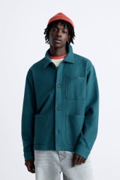 Мужская куртка-рубашка ZARA оверсайз 1159797867 (Зеленый, L)