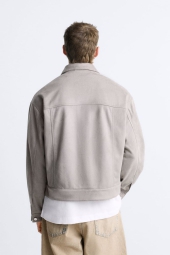 Куртка-рубашка ZARA из экозамши 1159801991 (Серый, XL)