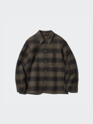 Куртка-рубашка в клетку UNIQLO на пуговицах 1159833048 (Коричневый M)