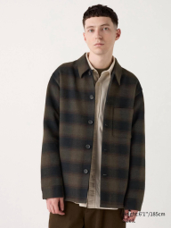Куртка-рубашка в клетку UNIQLO на пуговицах 1159833048 (Коричневый M)