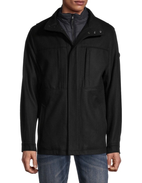 Мужское полушерстяное пальто Michael Kors 1159807252 (Черный, XL)