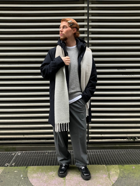 Мужская теплая куртка UNIQLO с капюшоном 1159833255 (Синий XXL)