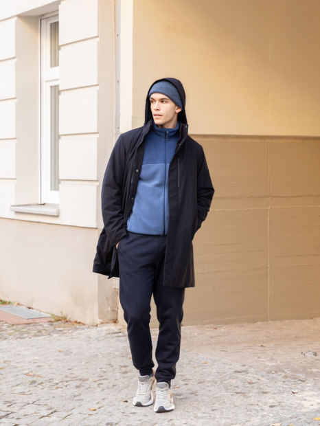 Мужская теплая куртка UNIQLO с капюшоном 1159833255 (Синий XXL)