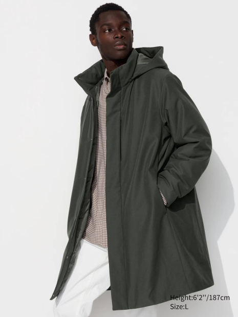 Мужская теплая куртка UNIQLO с капюшоном 1159834025 (Зеленый M)