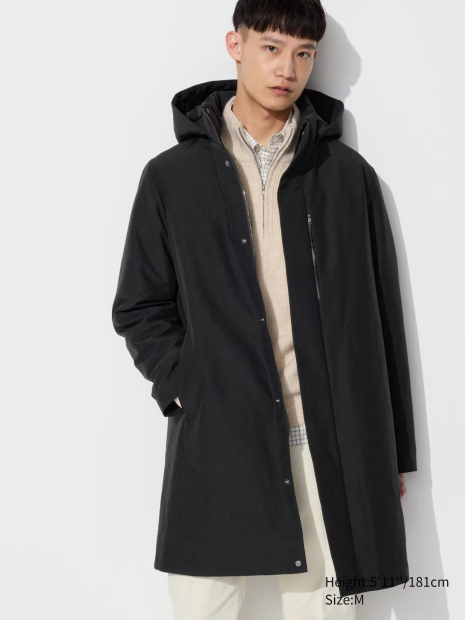 Мужская теплая куртка UNIQLO с капюшоном 1159834050 (Черный 3XL)