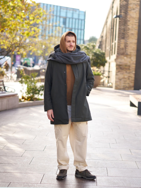Чоловіча тепла куртка UNIQLO з капюшоном 1159835288 (Сірий XXL)