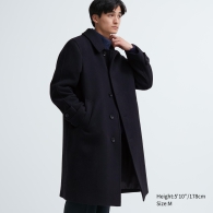 Теплое длинное пальто UNIQLO балмакаан 1159800136 (Черный, L)