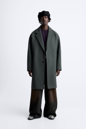 Мужское пальто ZARA оверсайз 1159800188 (Зеленый, XL)