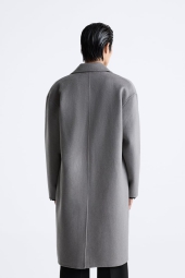 Полушерстяное пальто ZARA 1159800691 (Серый, L)